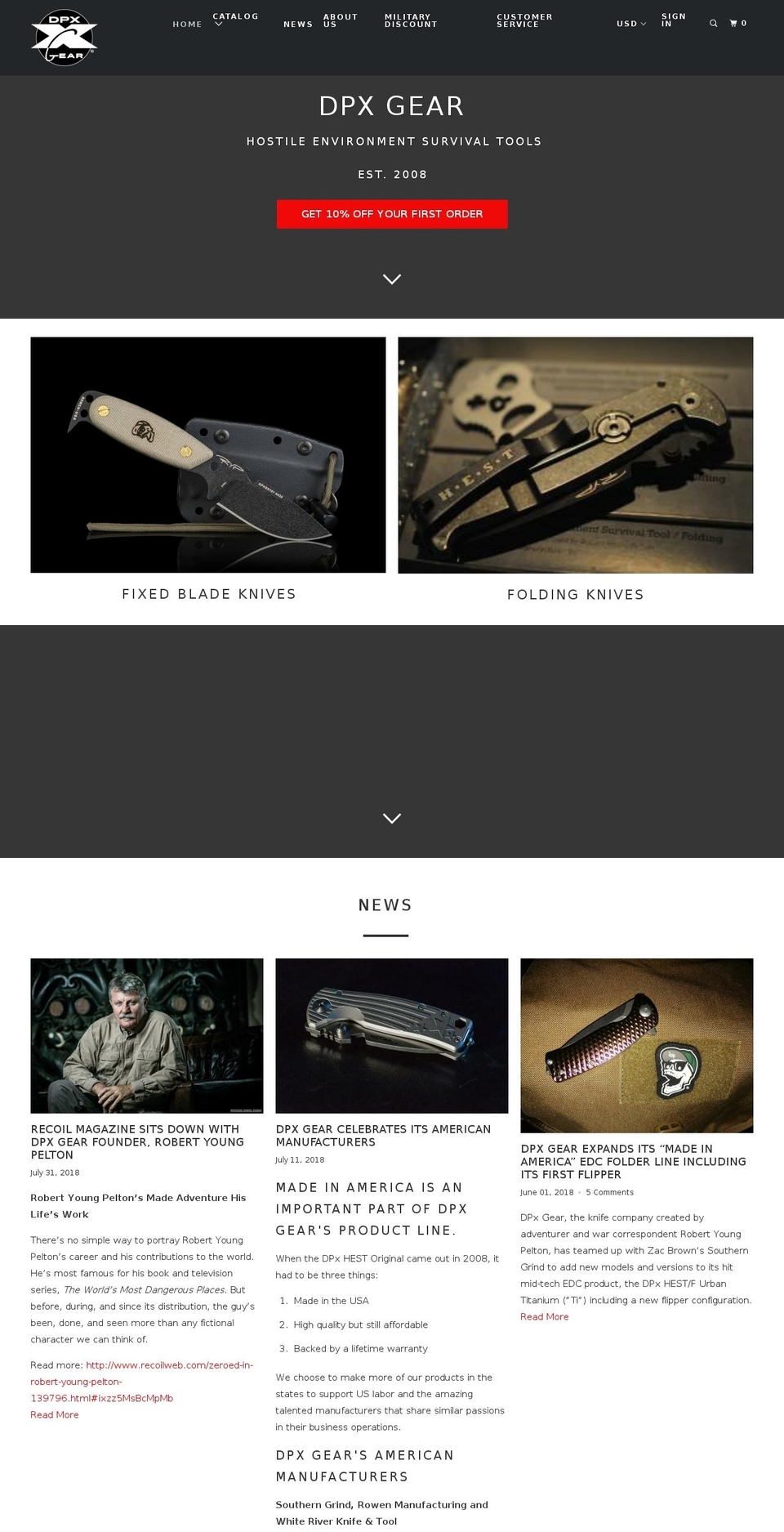 dpxgear.com shopify website screenshot