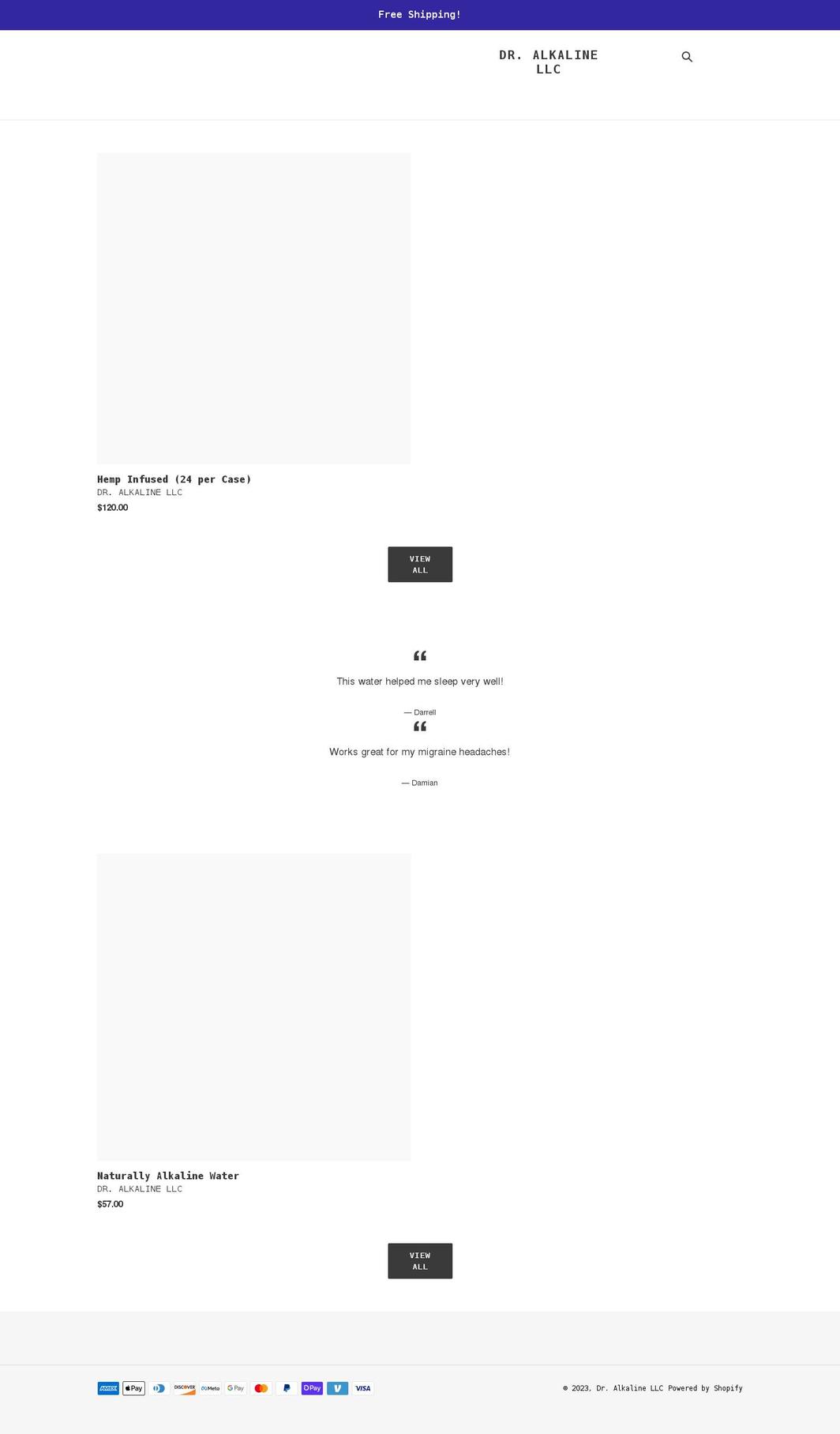 dr-alkaline-llc.myshopify.com shopify website screenshot