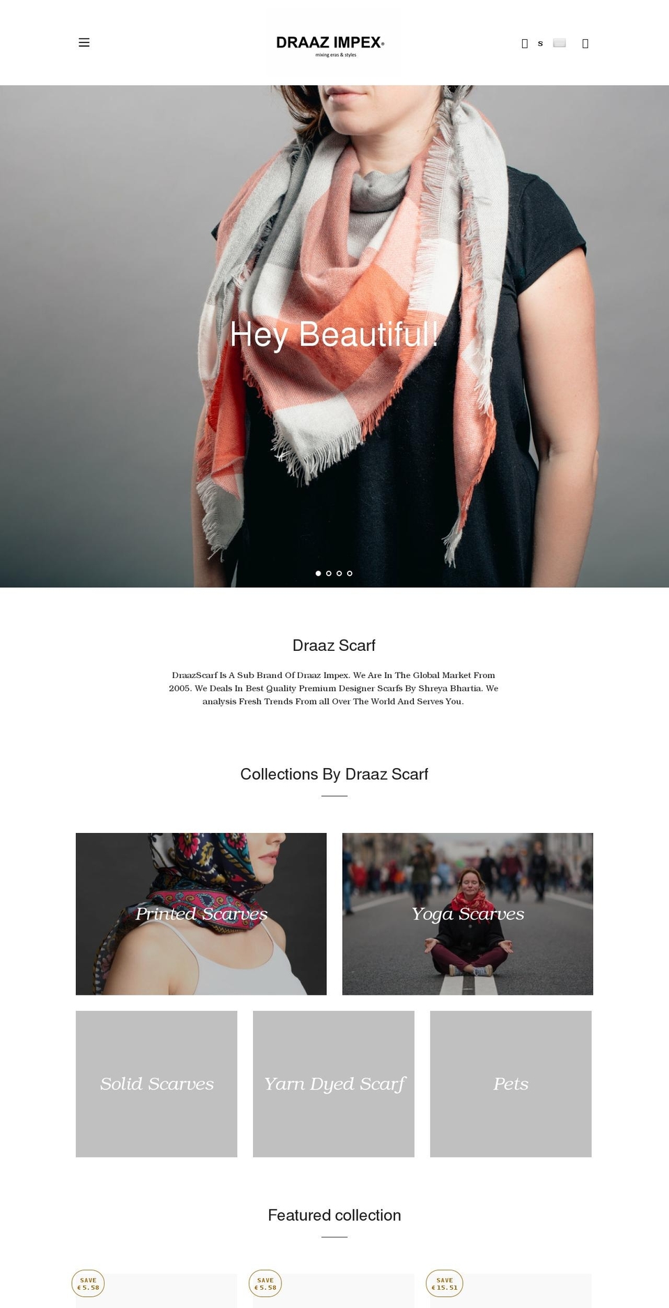 draazscarf.com shopify website screenshot