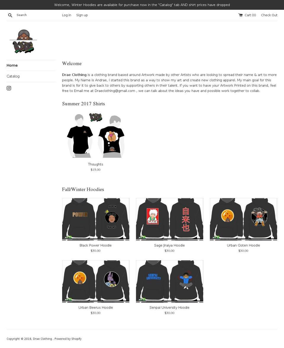 draeclothing.com — Shopify storefront screenshot