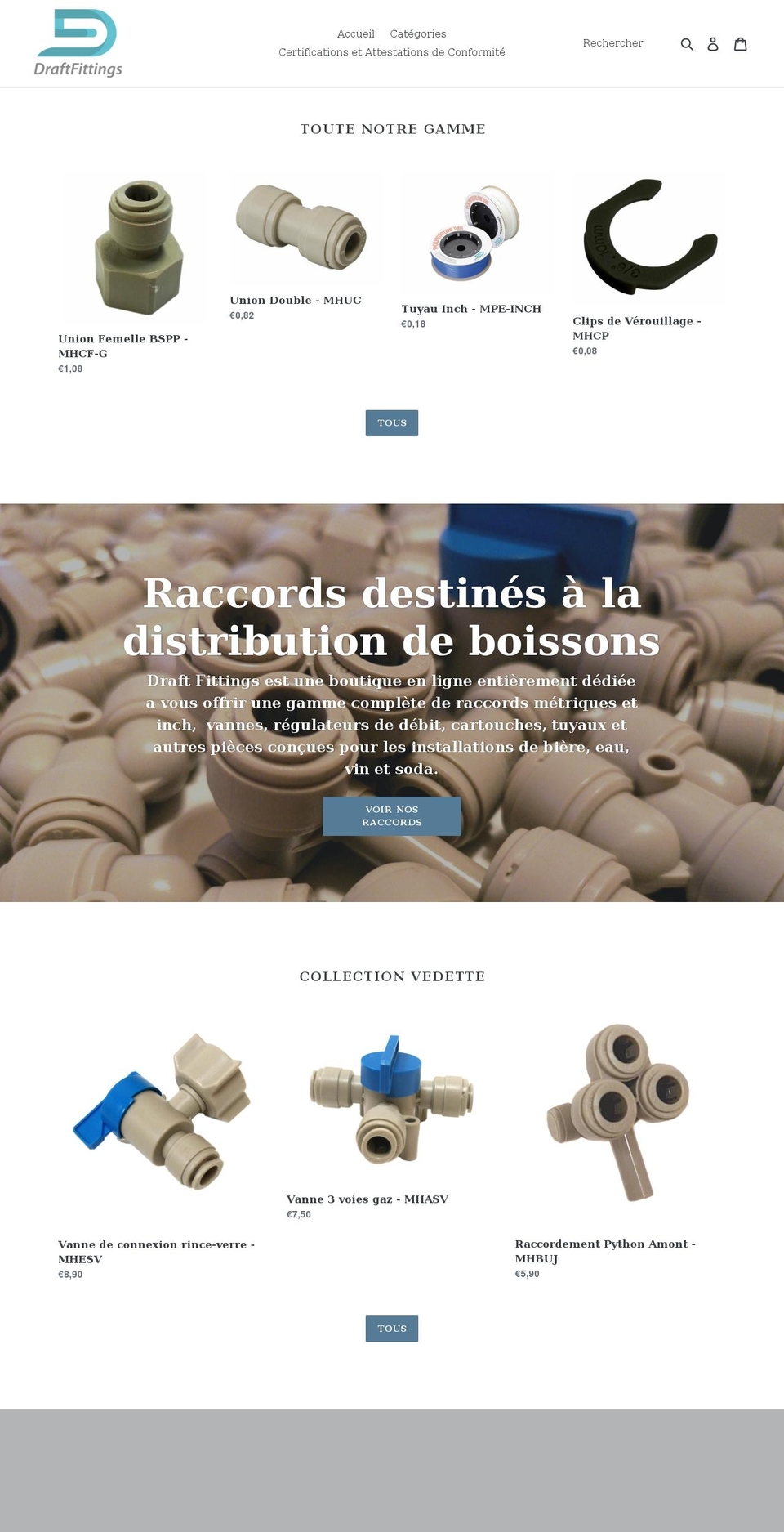 draft-fittings.com shopify website screenshot