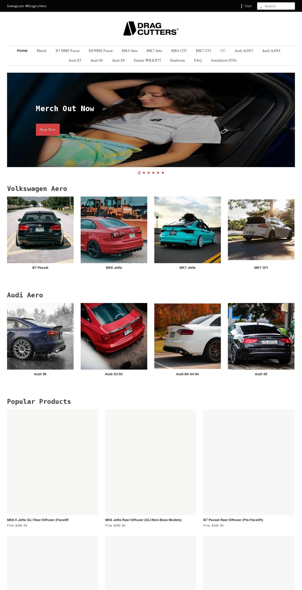 dragcutters.com shopify website screenshot