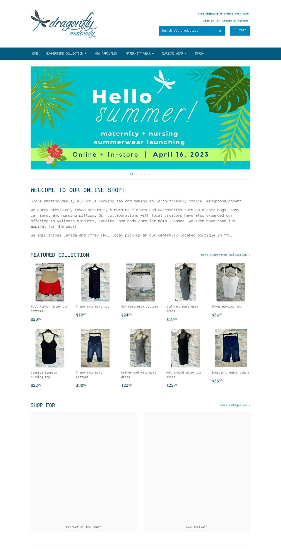 dragonfly-maternity.myshopify.com shopify website screenshot