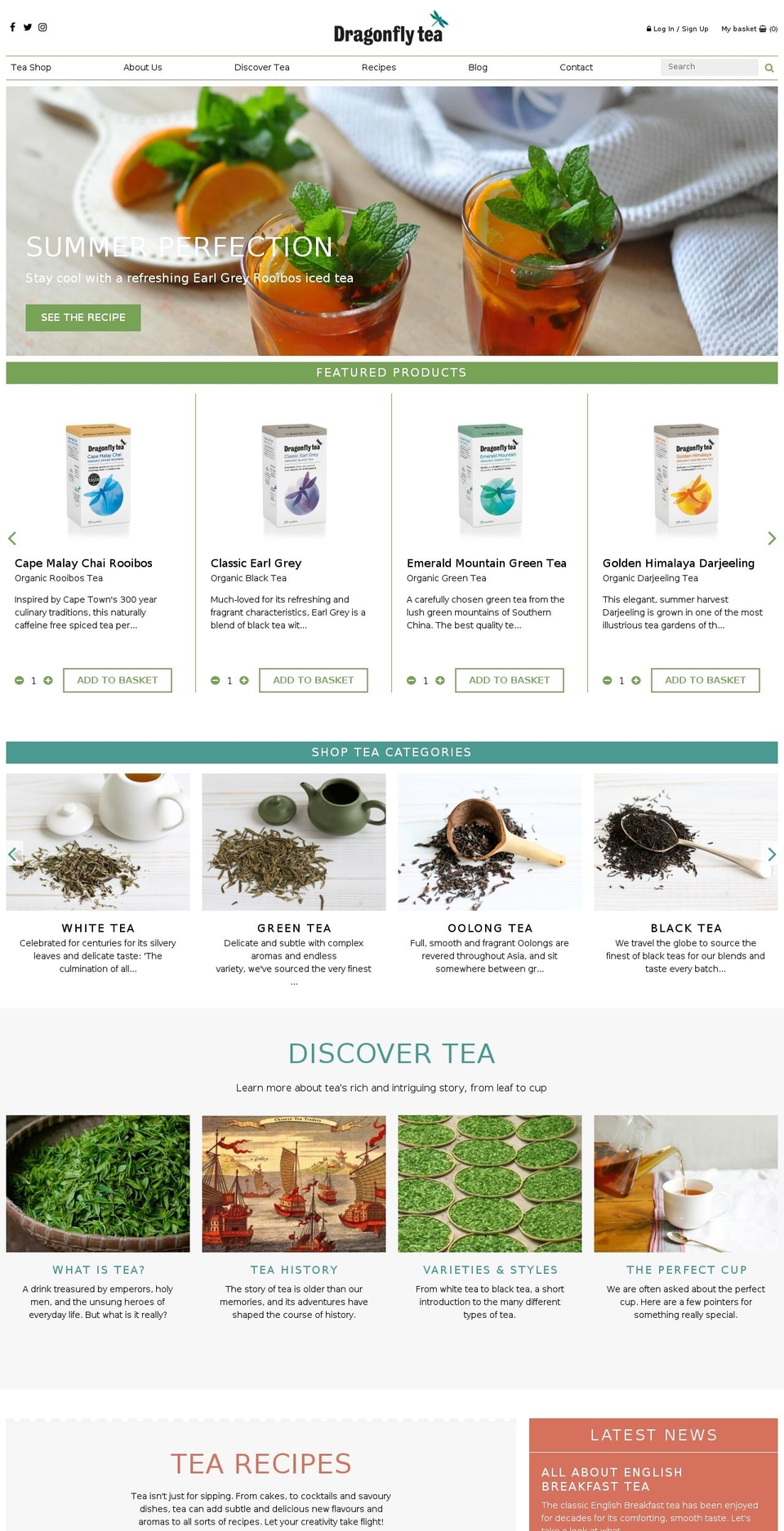 Dragonfly 2018 Cookie pop-up Shopify theme site example dragonfly-teas.com