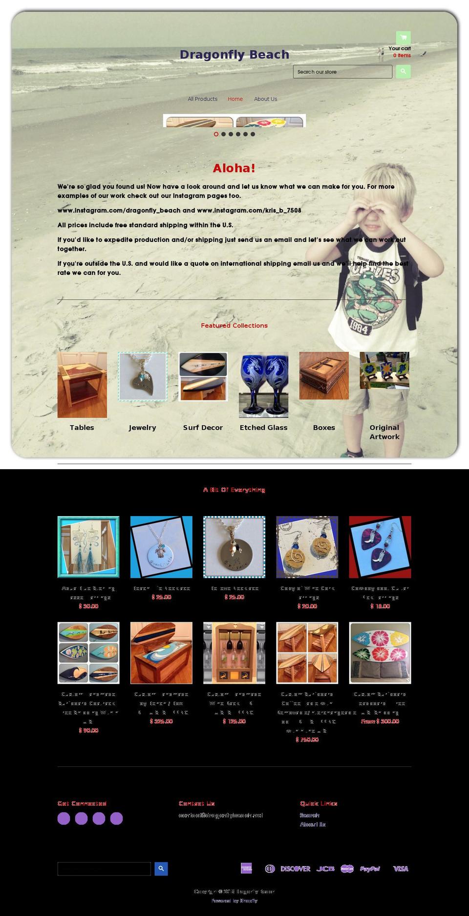 dragonflybeach.net shopify website screenshot