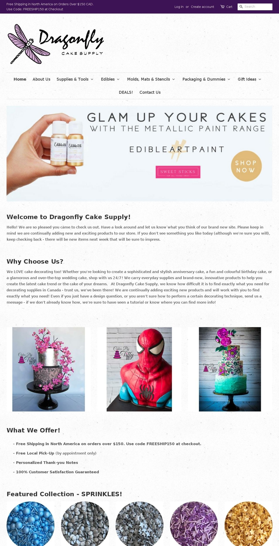dragonflycakesupply.com — Shopify storefront screenshot