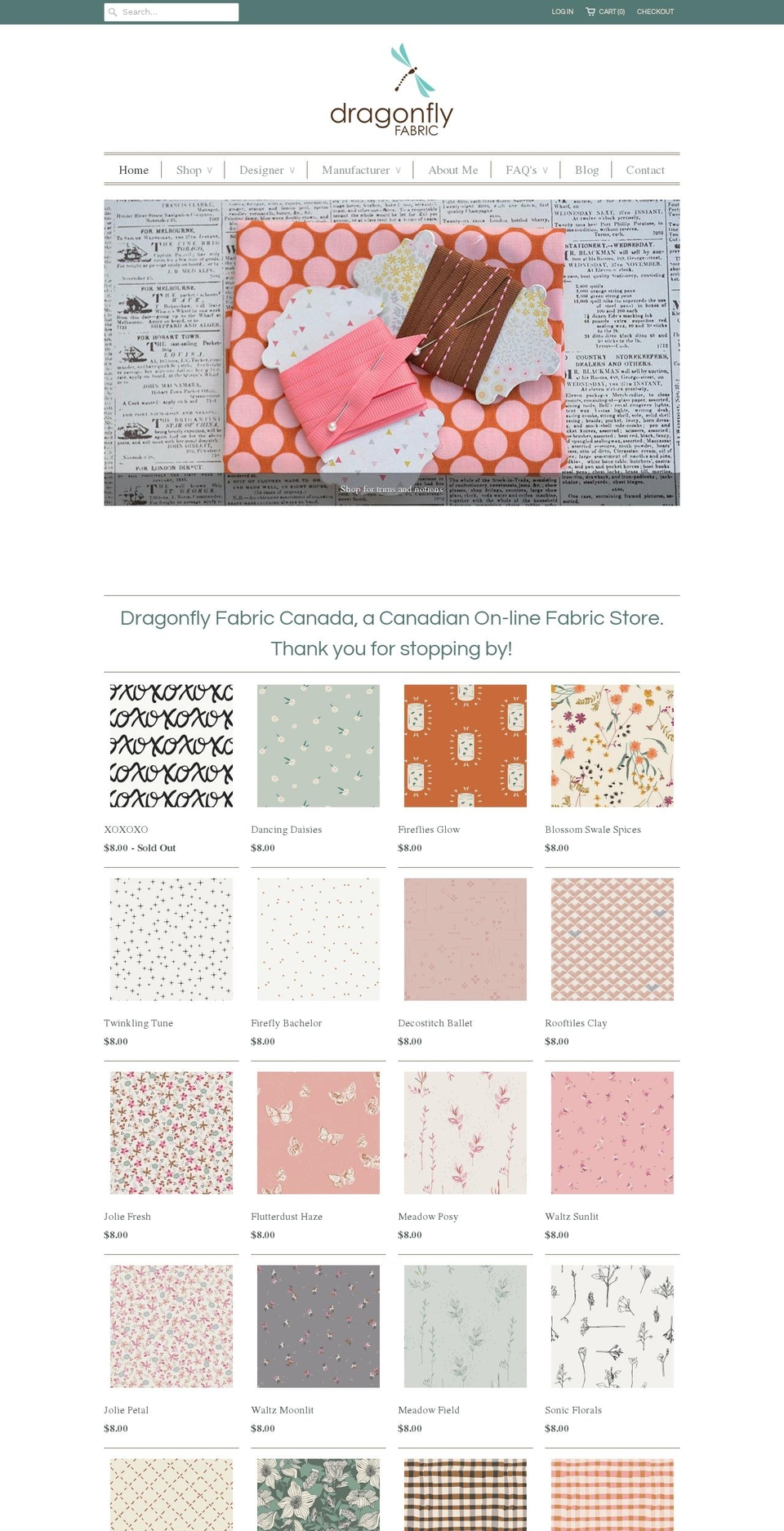 dragonflyfabric.com shopify website screenshot
