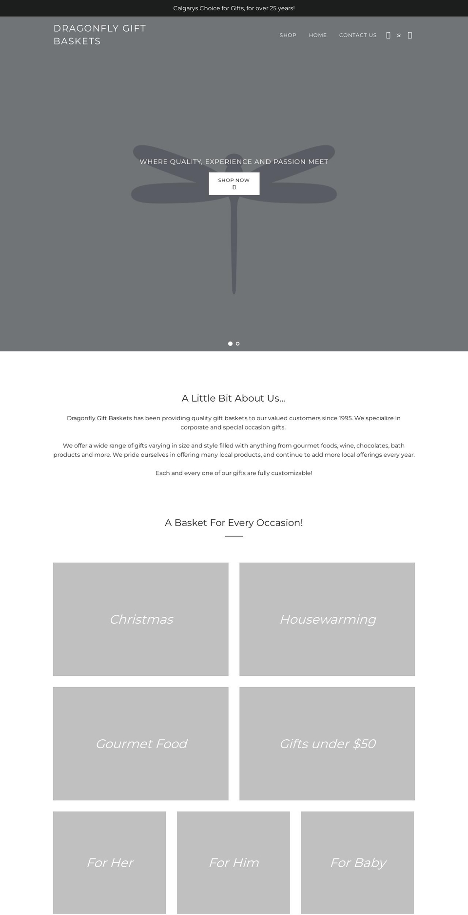 dragonflygiftbaskets.com — Shopify storefront screenshot