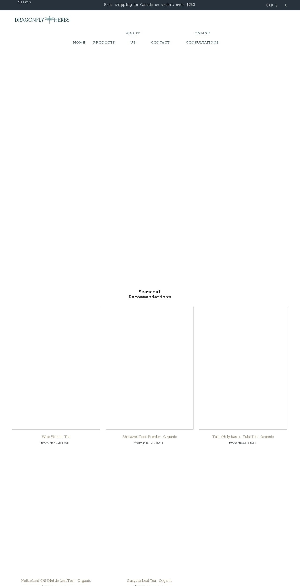 dragonflyherbs.com shopify website screenshot