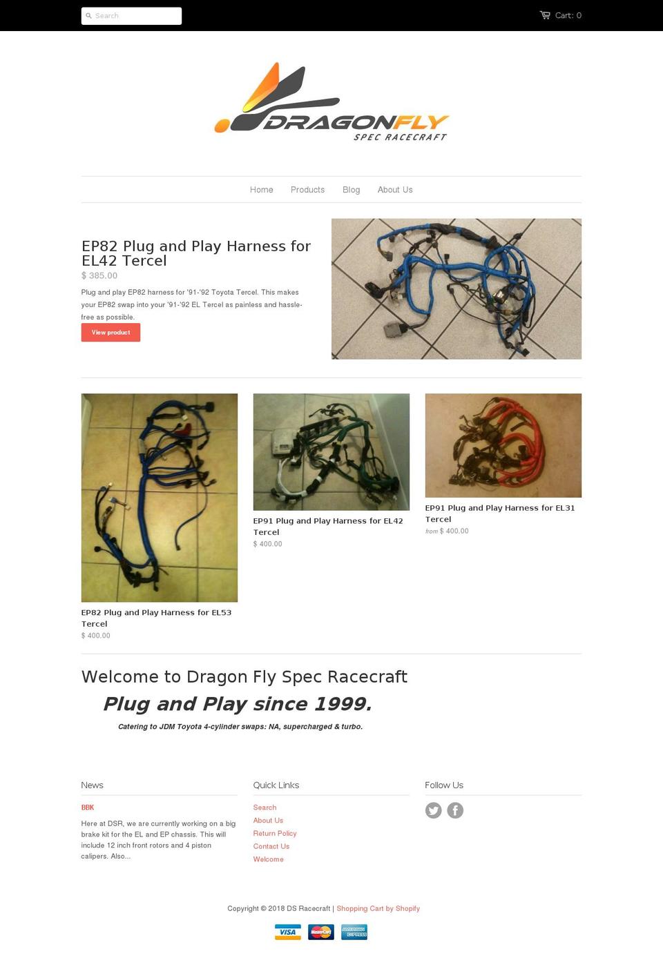 dragonflyspecracecraft.com — Shopify storefront screenshot