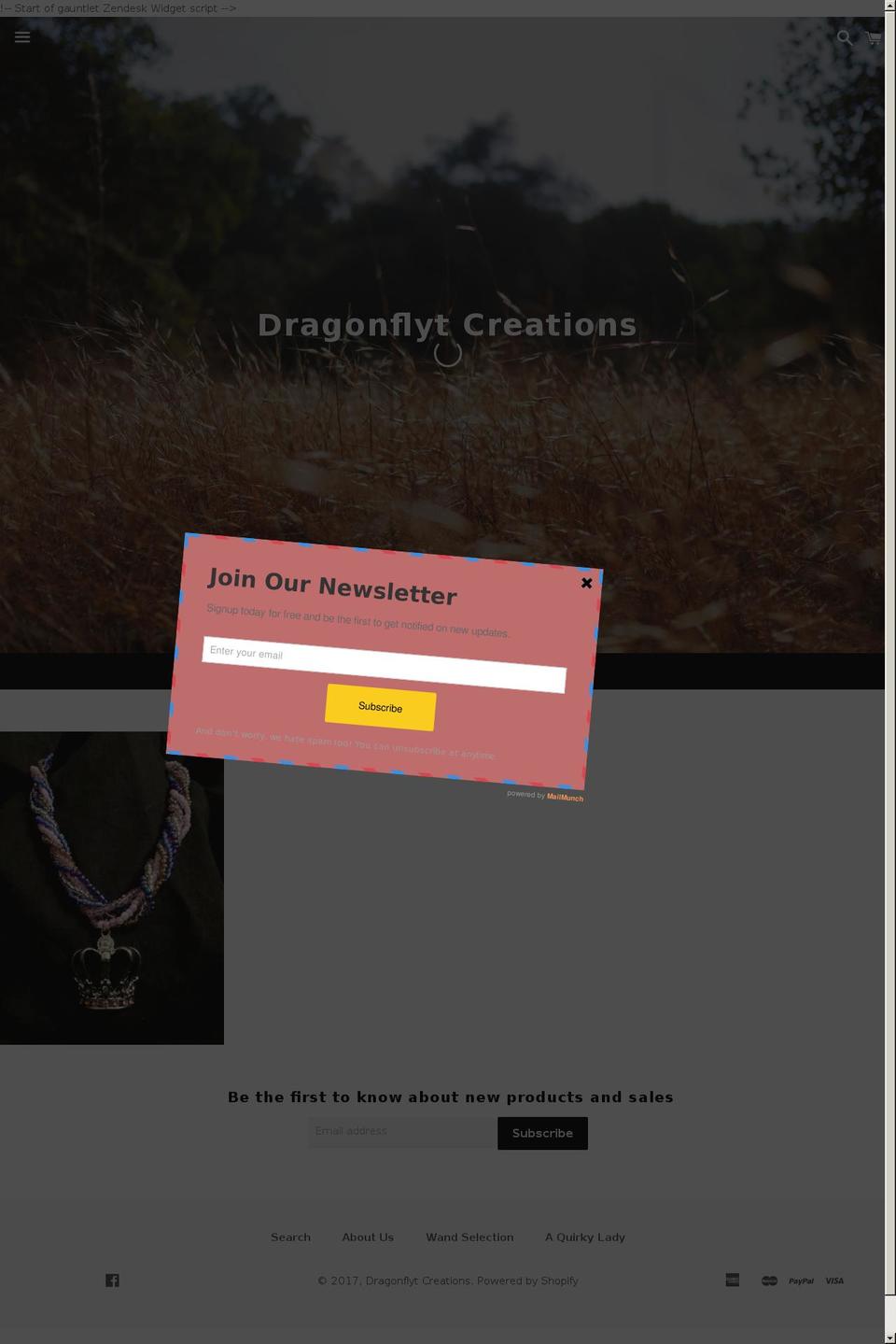 dragonflyt-creations.com shopify website screenshot