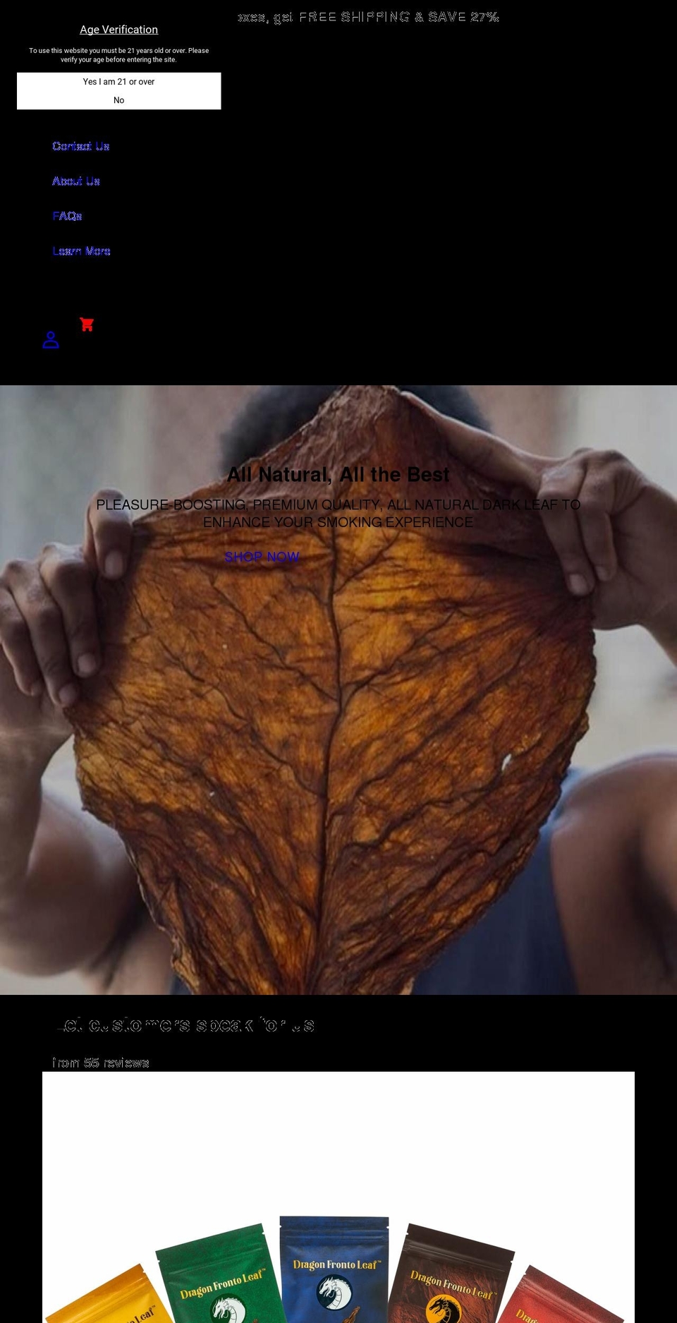 dragonfrontoleaf.com shopify website screenshot