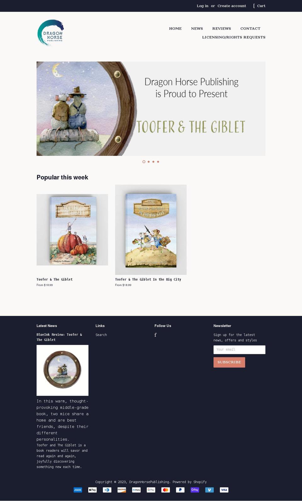 dragonhorsepublishing.com shopify website screenshot