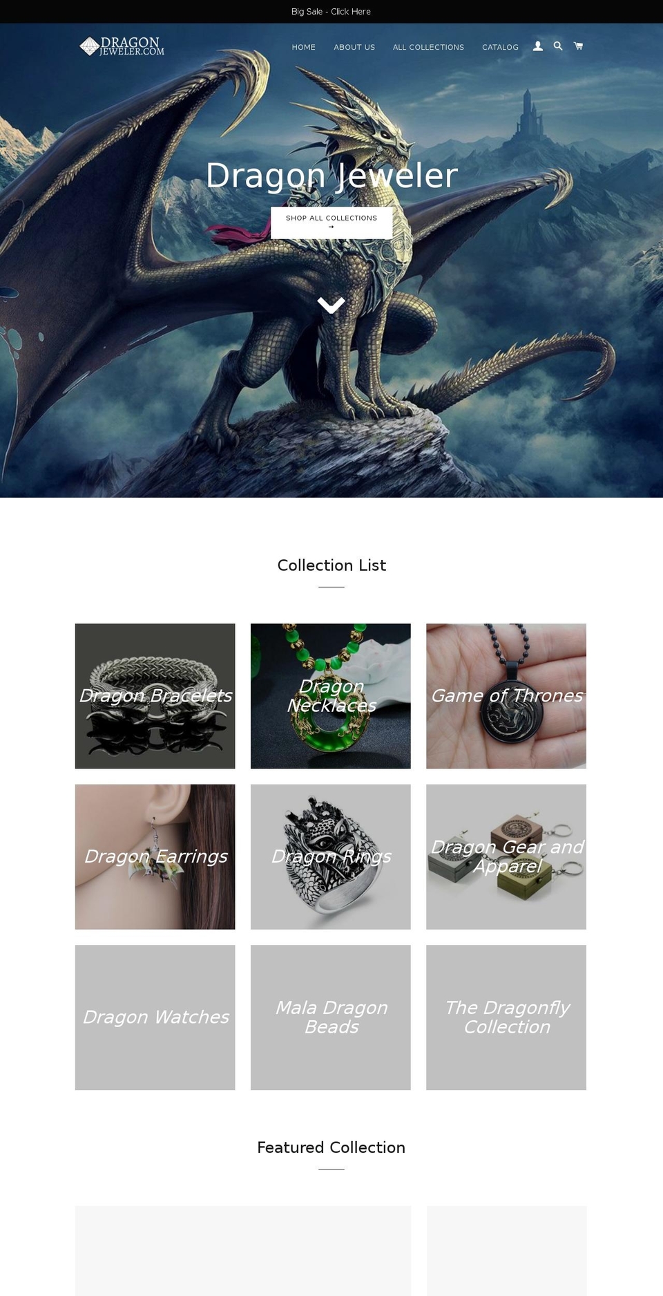 dragonjeweler.com shopify website screenshot
