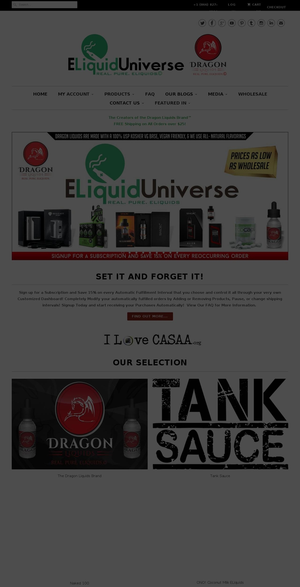 dragonliquids.com shopify website screenshot