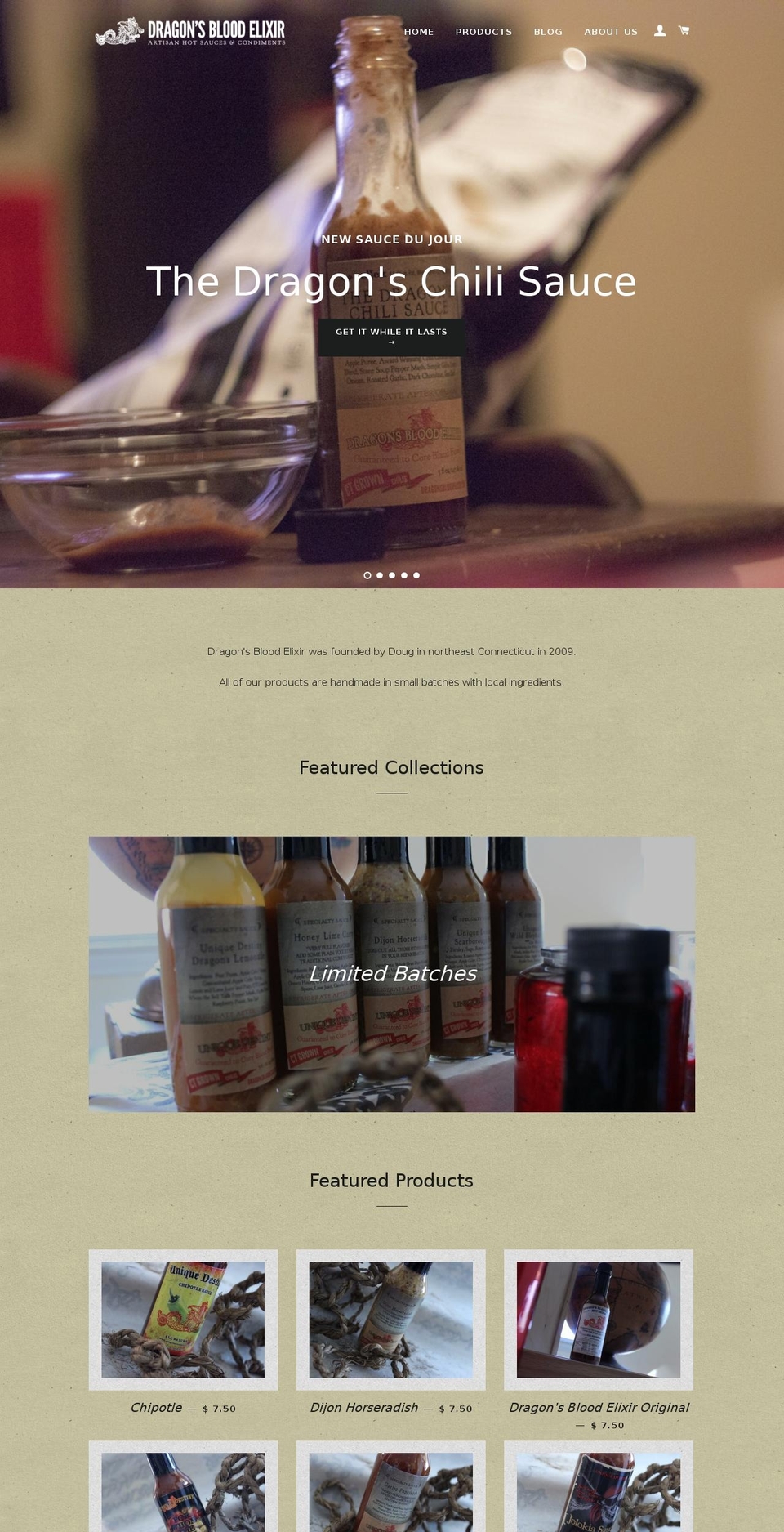 dragonsbloodelixir.com shopify website screenshot