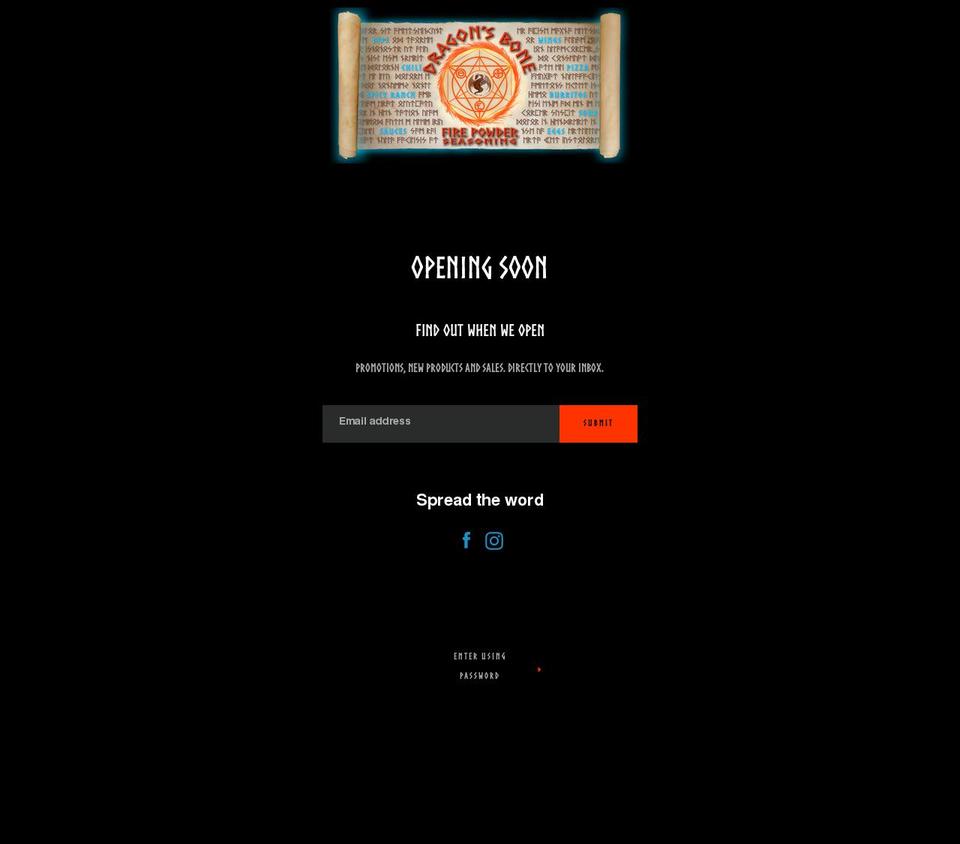 dragonsbone.com shopify website screenshot