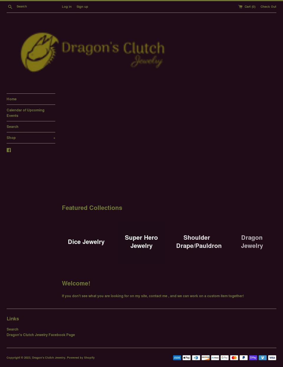 dragonsclutchjewelry.com shopify website screenshot