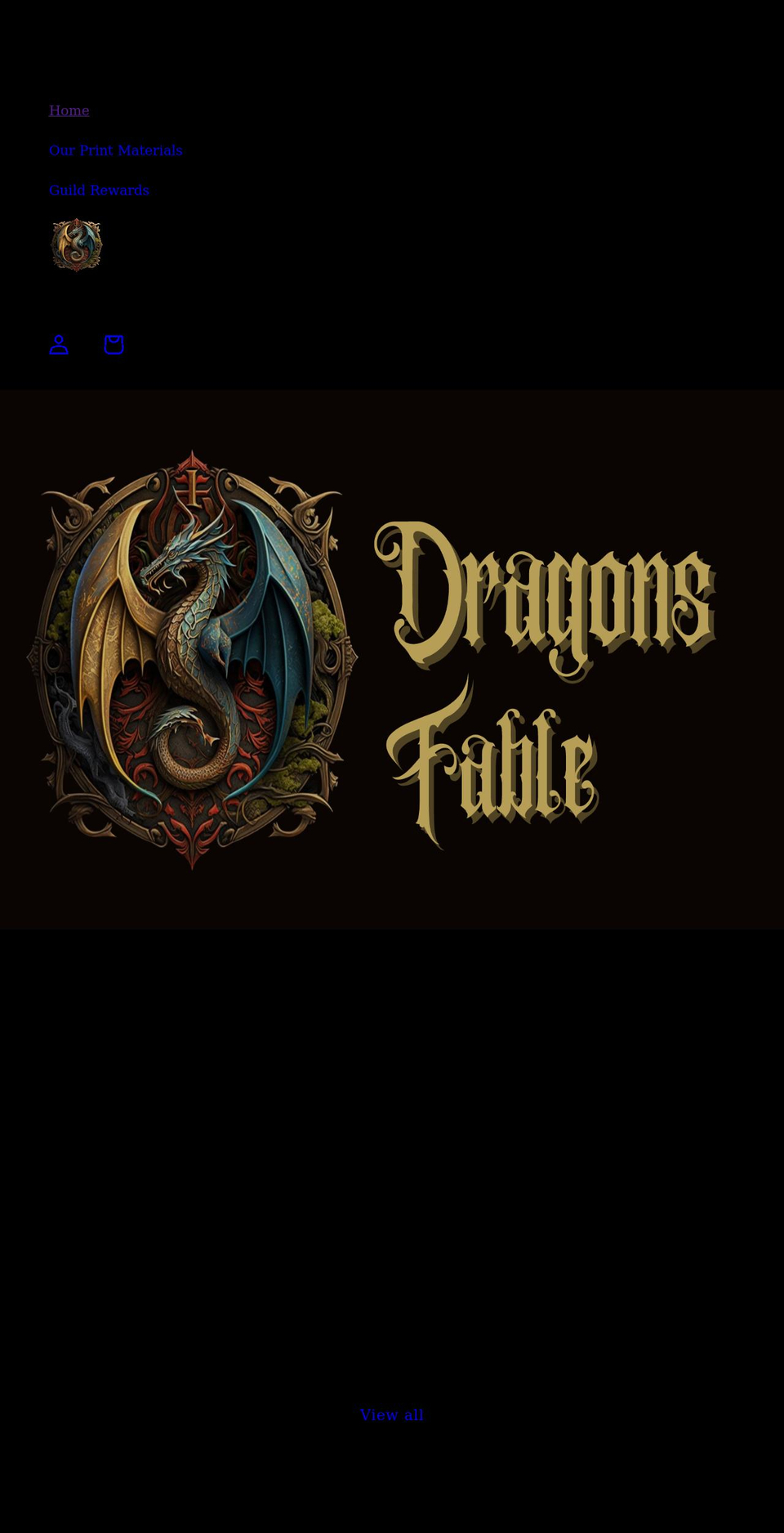 dragonsfable.com shopify website screenshot