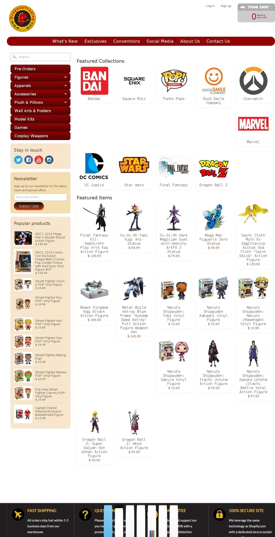 dragonstrading.com shopify website screenshot