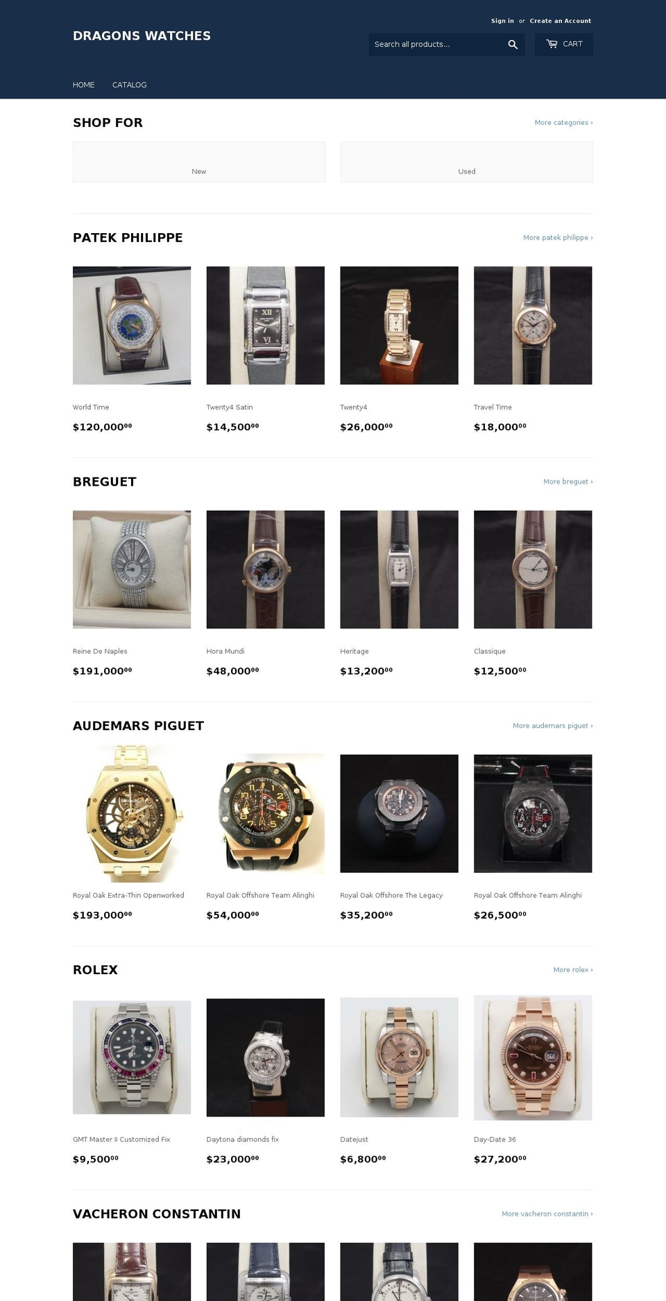 dragonswatches.com — Shopify storefront screenshot