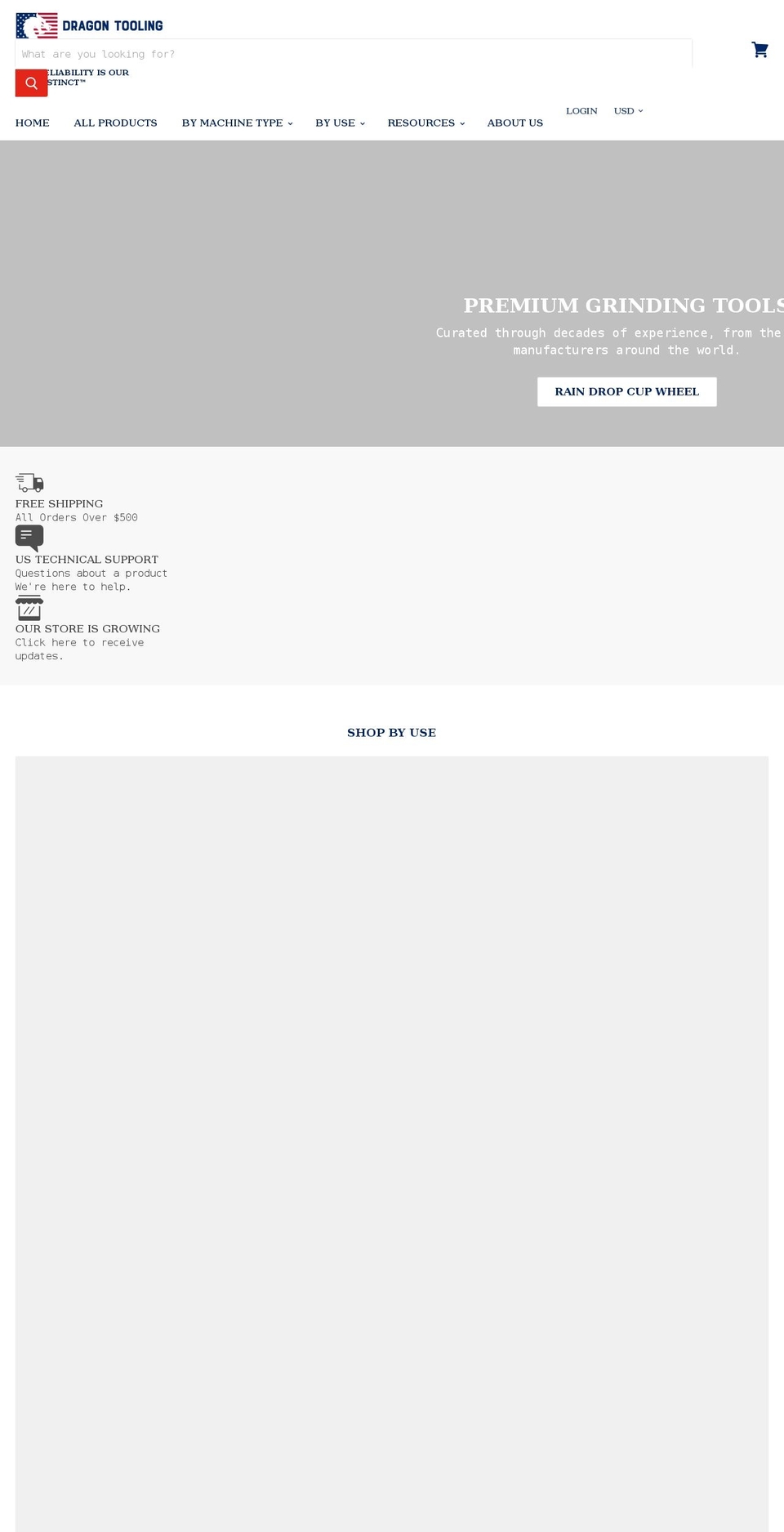 dragontooling.com shopify website screenshot