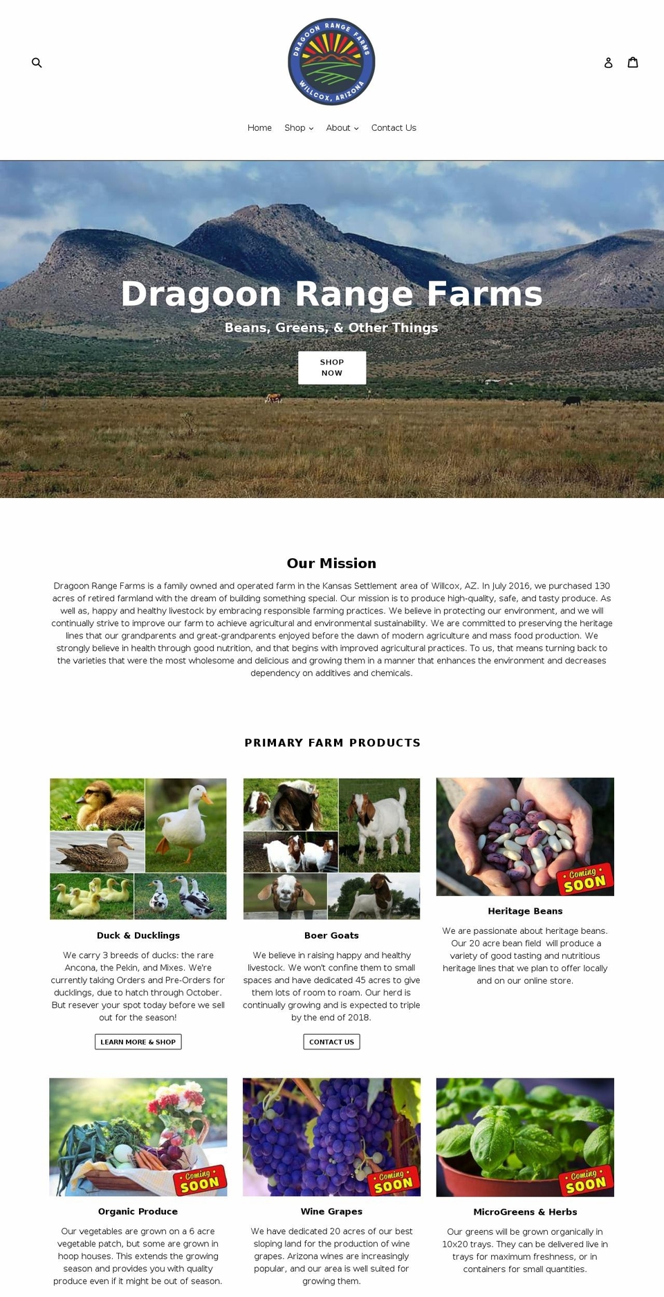 dragoonrangefarms.com shopify website screenshot