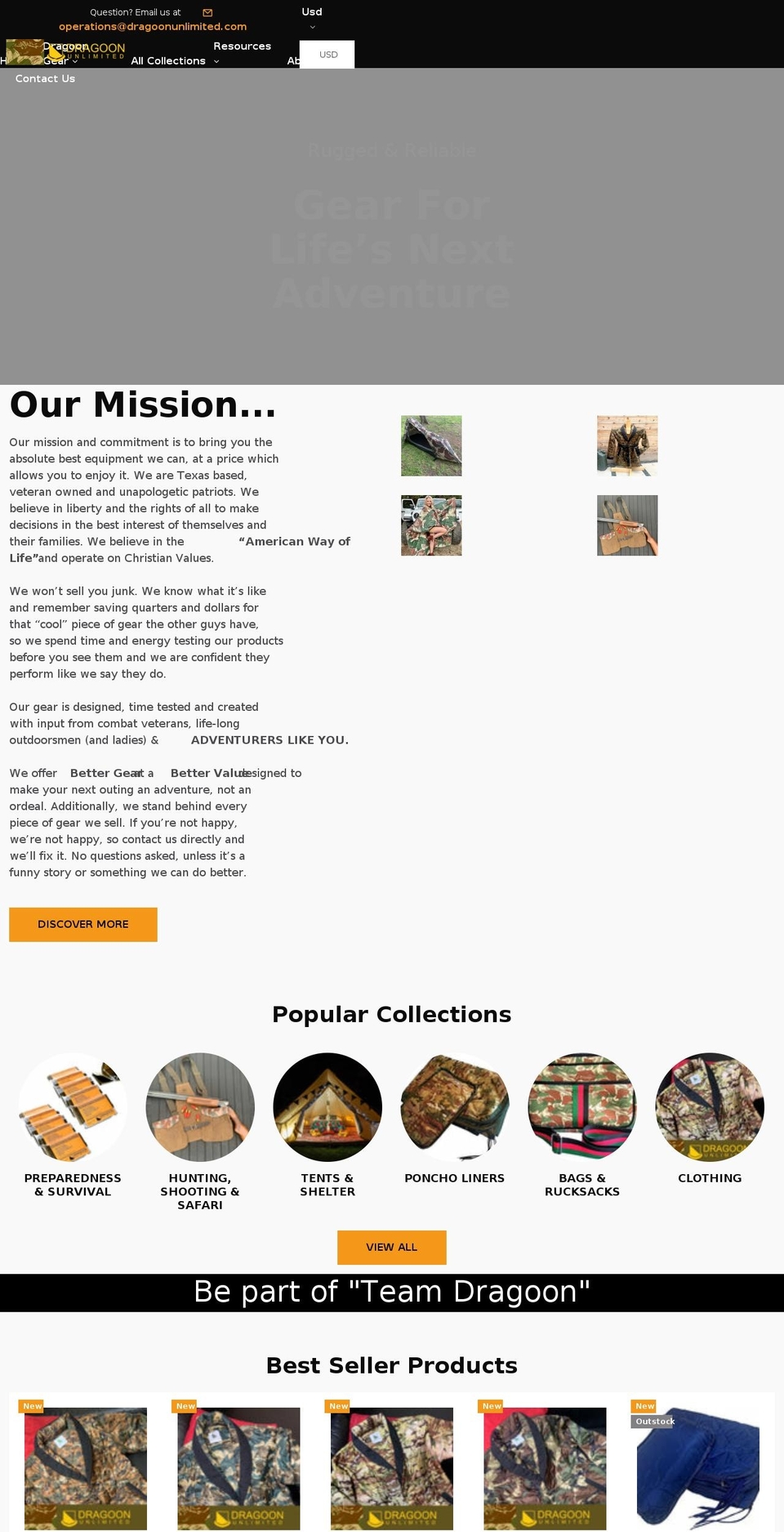 dragoonunlimited.com shopify website screenshot