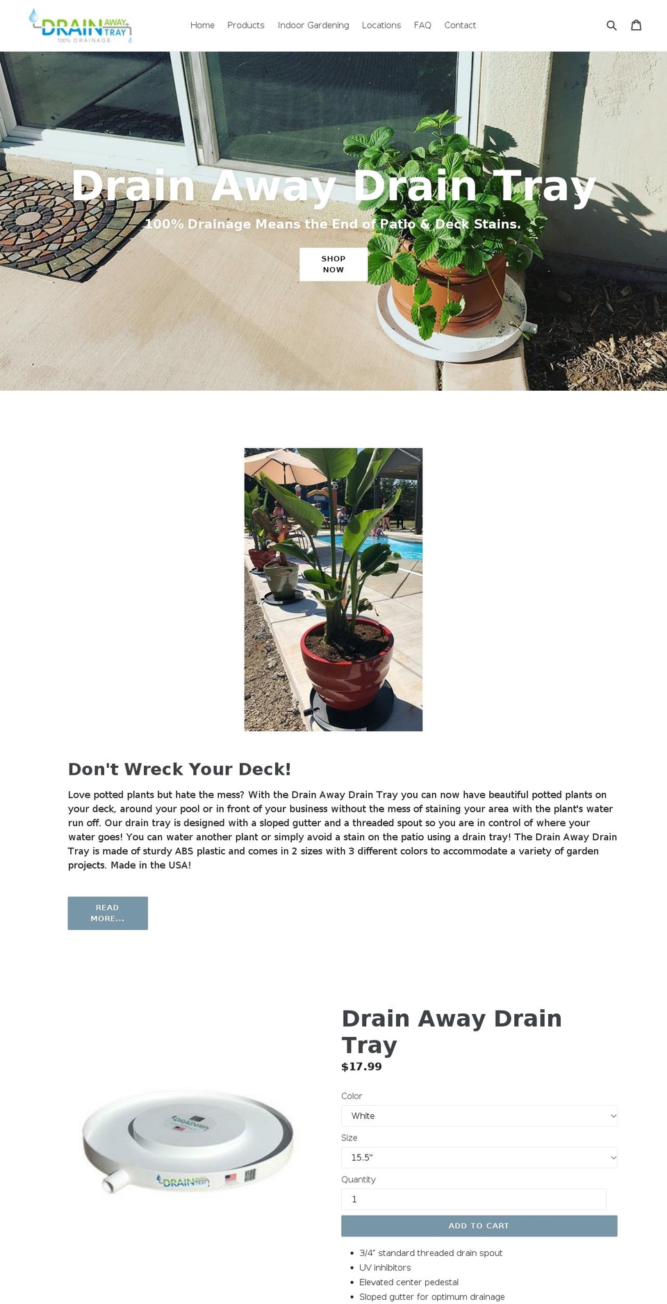 drainawaydraintray.com shopify website screenshot