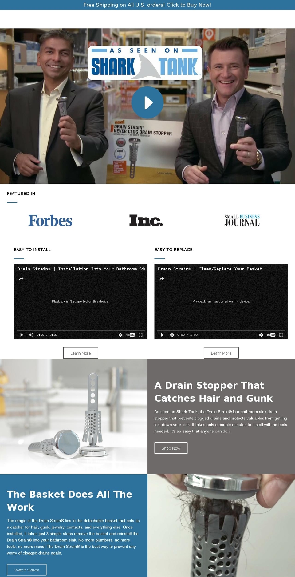 drainstrain.com shopify website screenshot