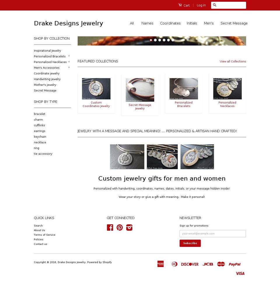 drakedesignsjewelry.com shopify website screenshot