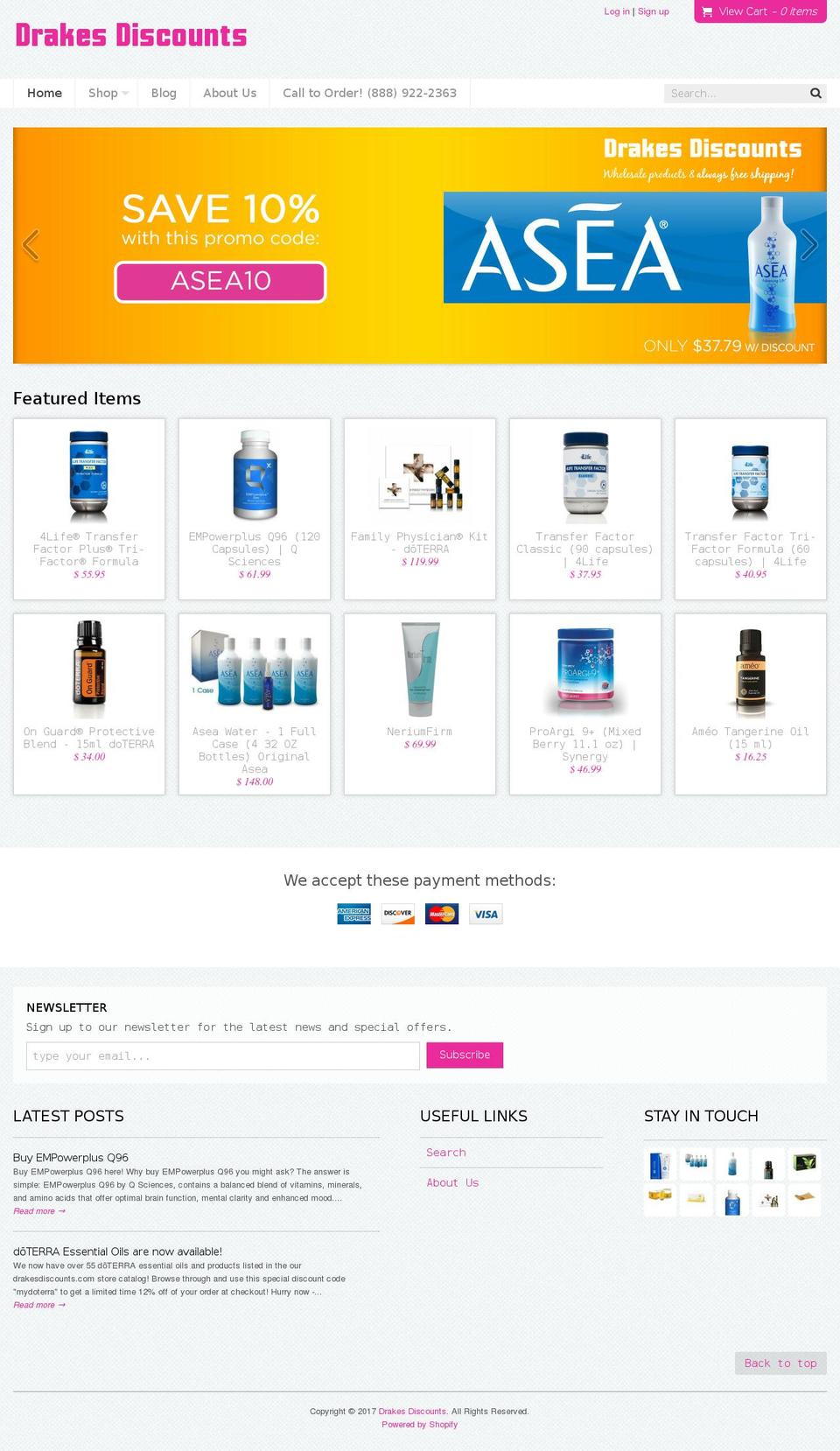 drakesdiscounts.com shopify website screenshot