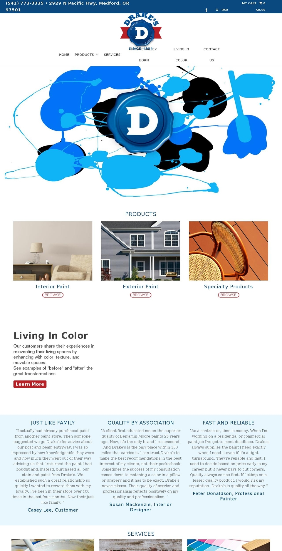 drakespaint.com shopify website screenshot