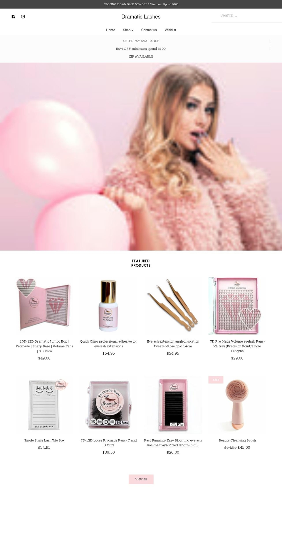 dramaticlashes.com.au shopify website screenshot