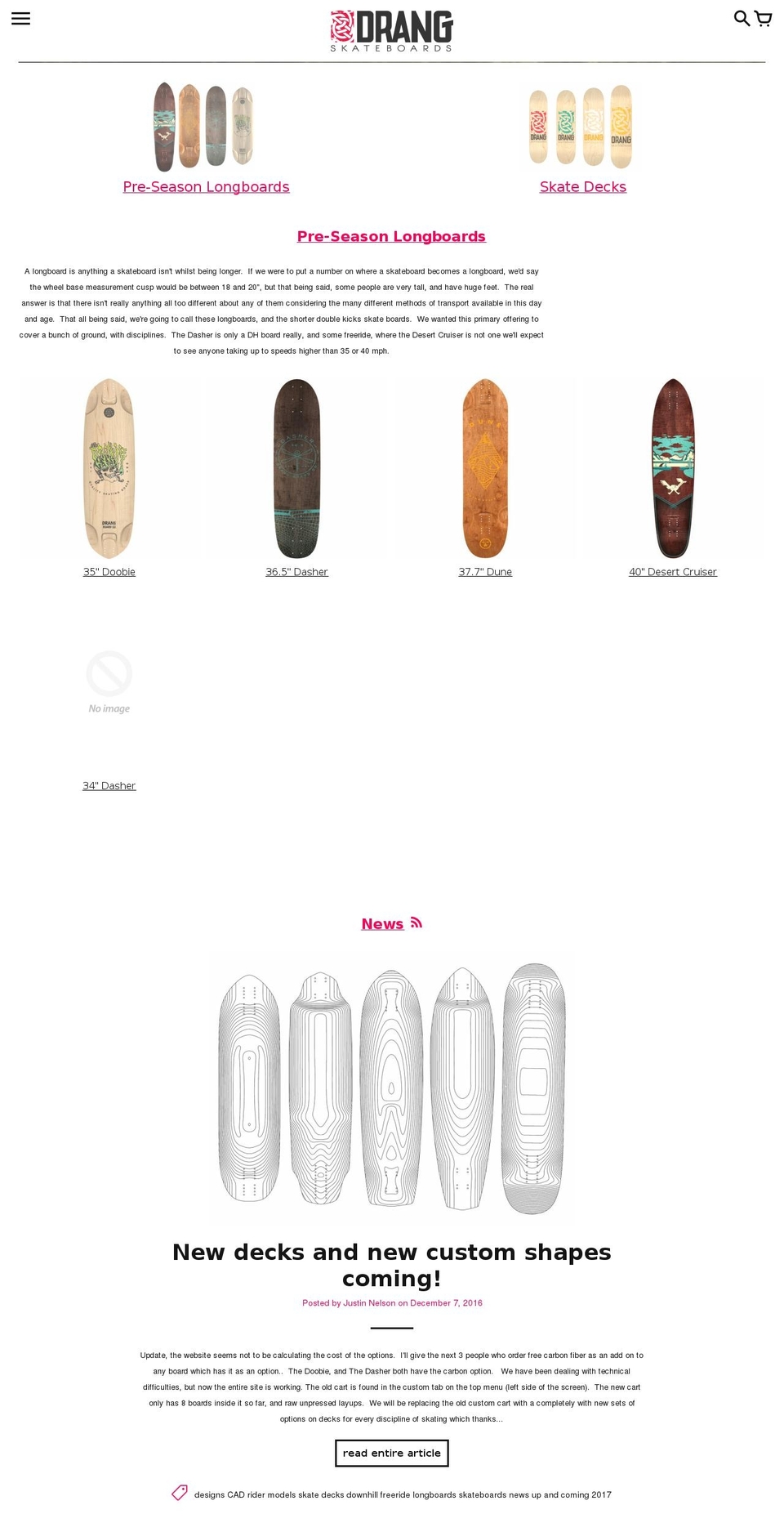 drangboards.com shopify website screenshot