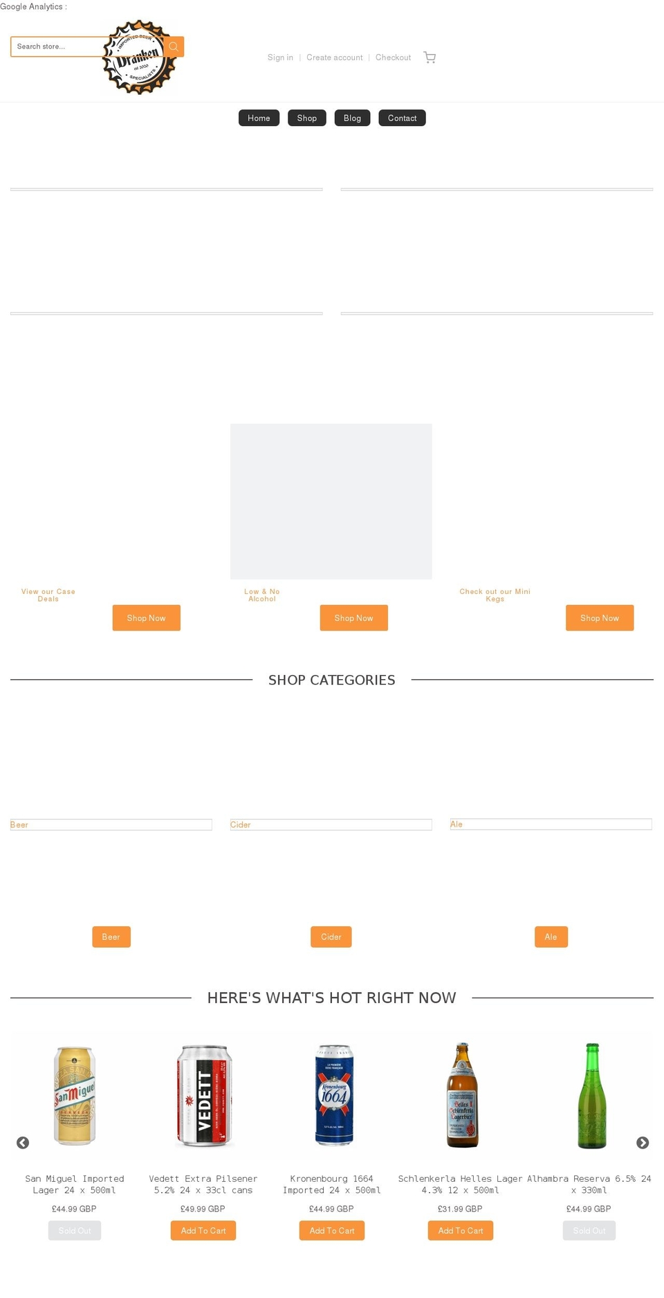 dranken.co.uk shopify website screenshot