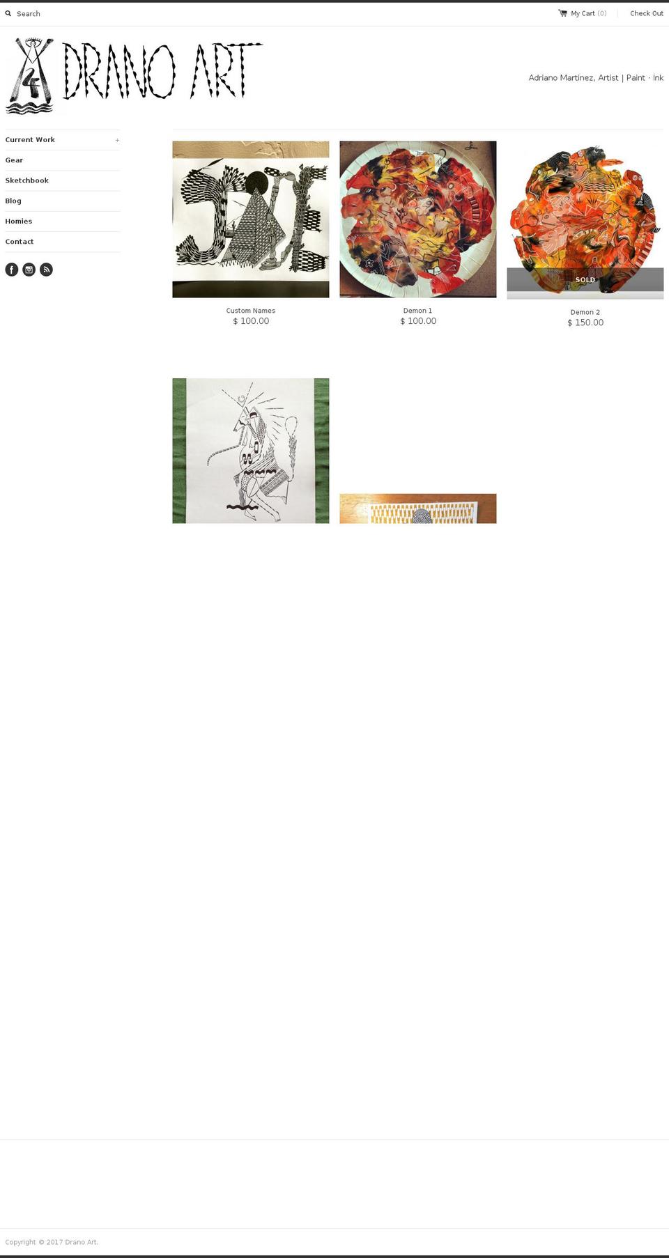 dranoart.com shopify website screenshot