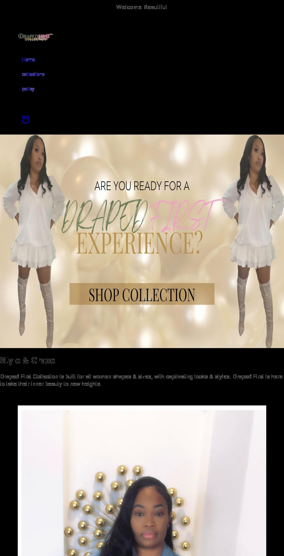 drapedfirst.com shopify website screenshot