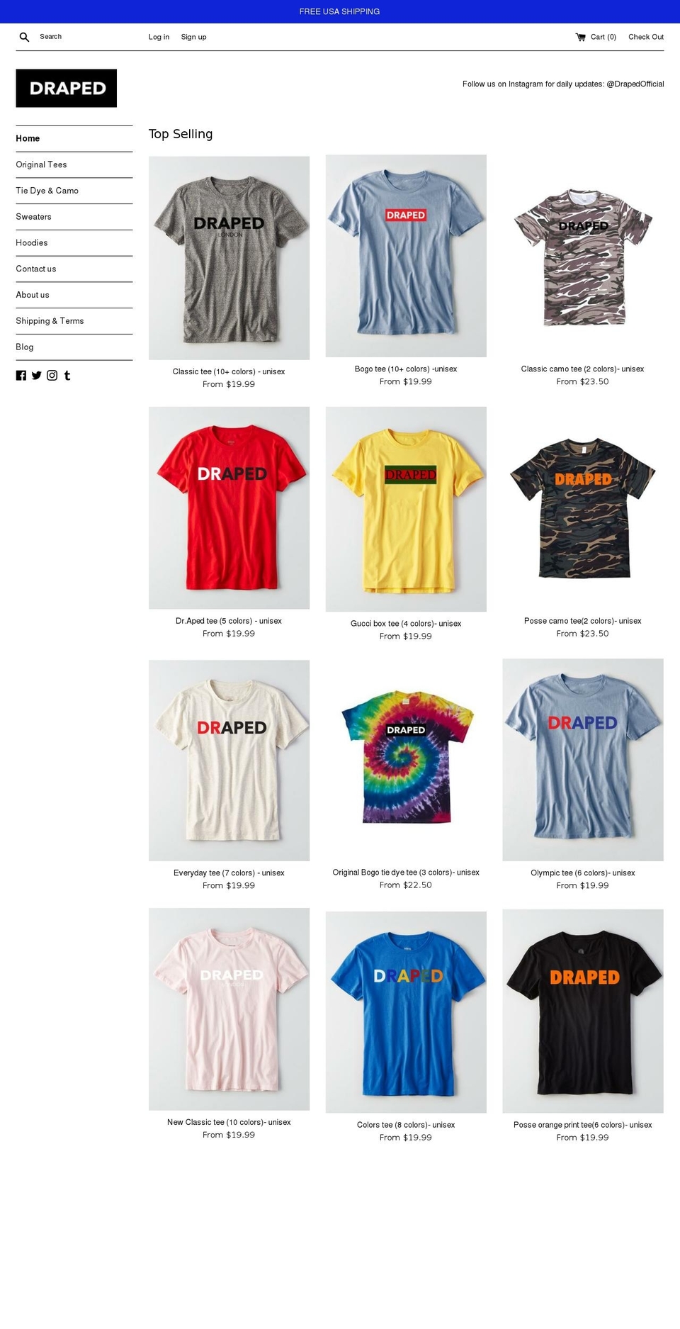 drapedofficial.com — Shopify storefront screenshot