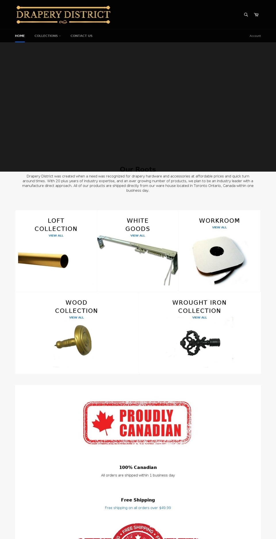 draperydistrict.com — Shopify storefront screenshot