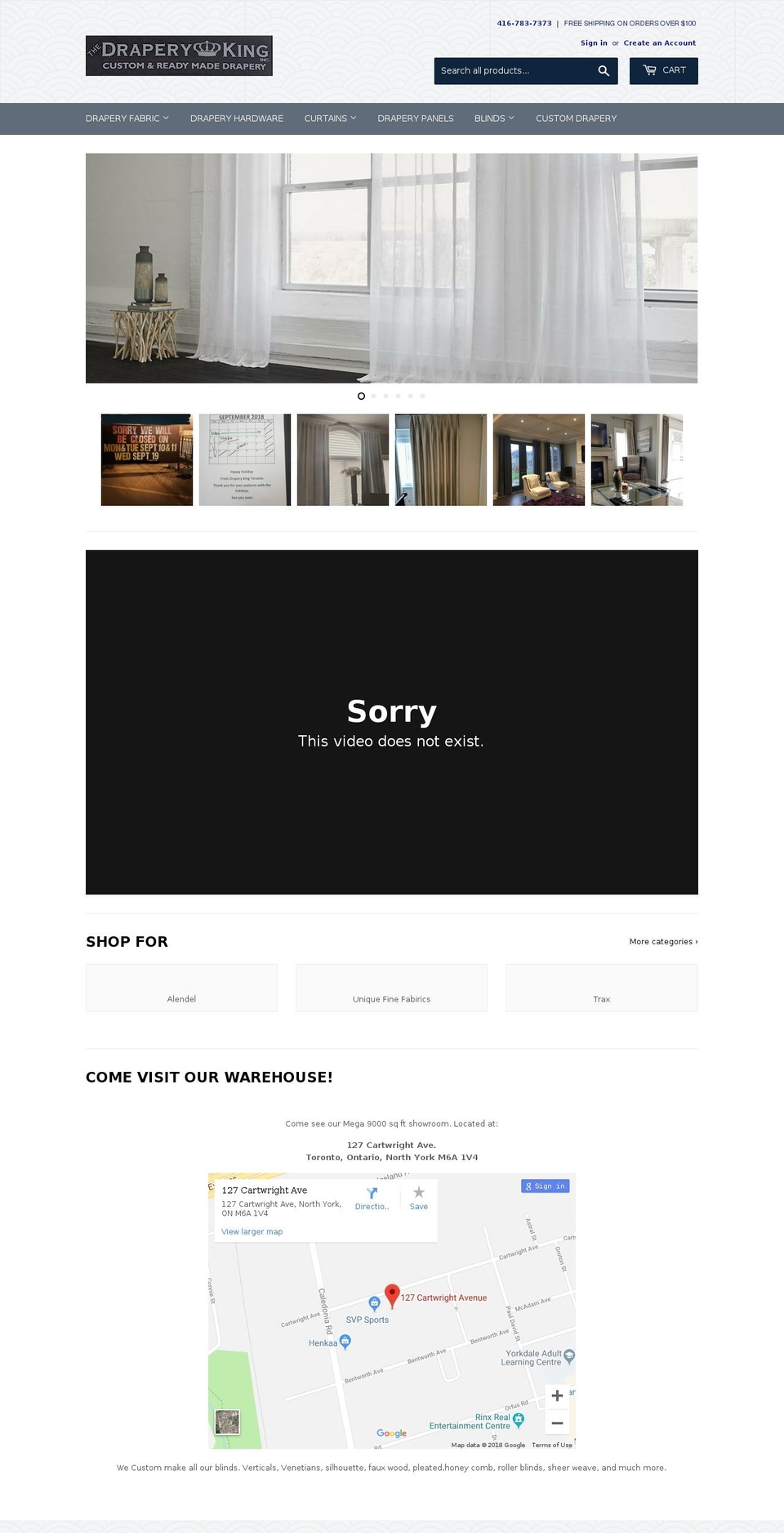 draperyking.ca shopify website screenshot