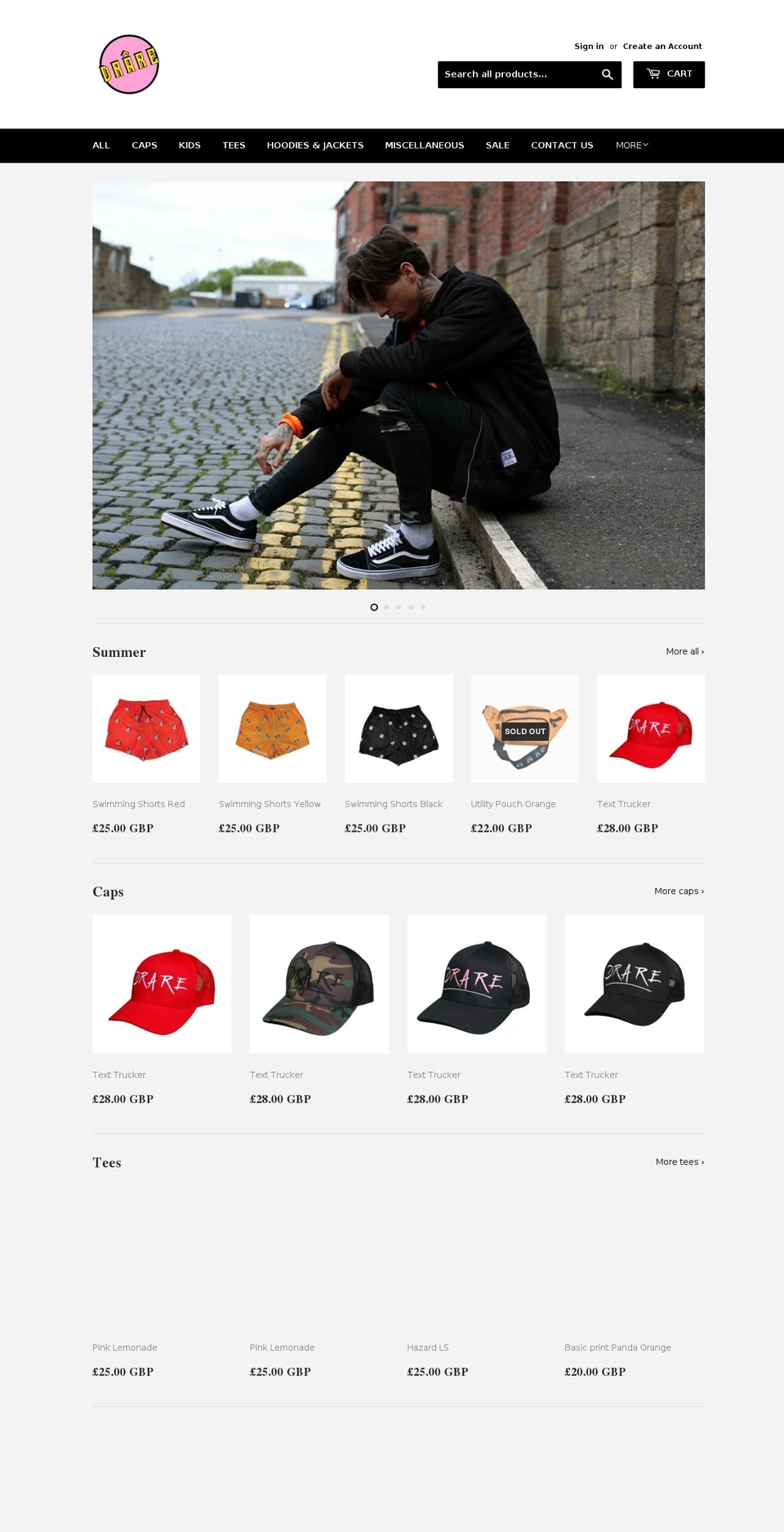 drareclothing.com — Shopify storefront screenshot