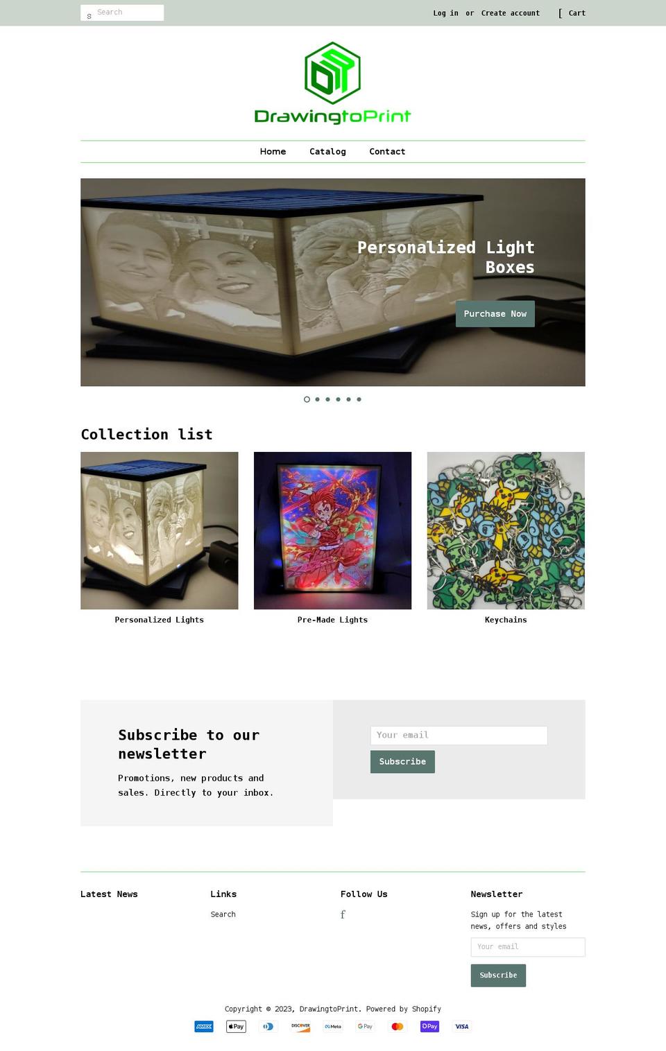 drawingtoprint.com shopify website screenshot