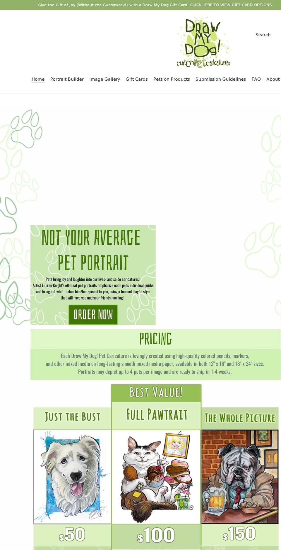 drawmydog.com shopify website screenshot