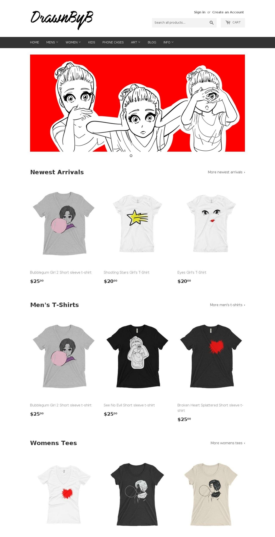 drawnbyb.com shopify website screenshot