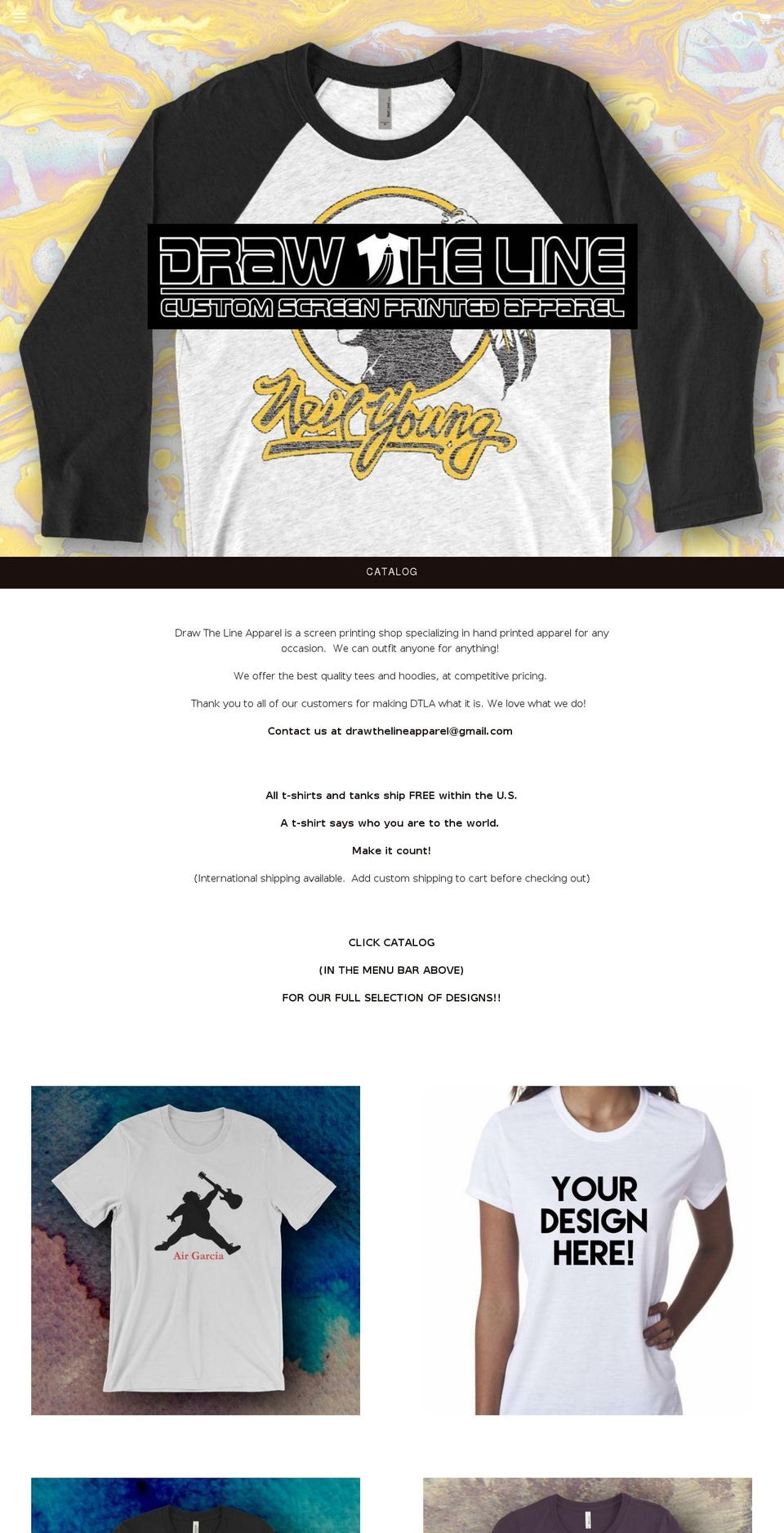 drawthelineapparel.com shopify website screenshot