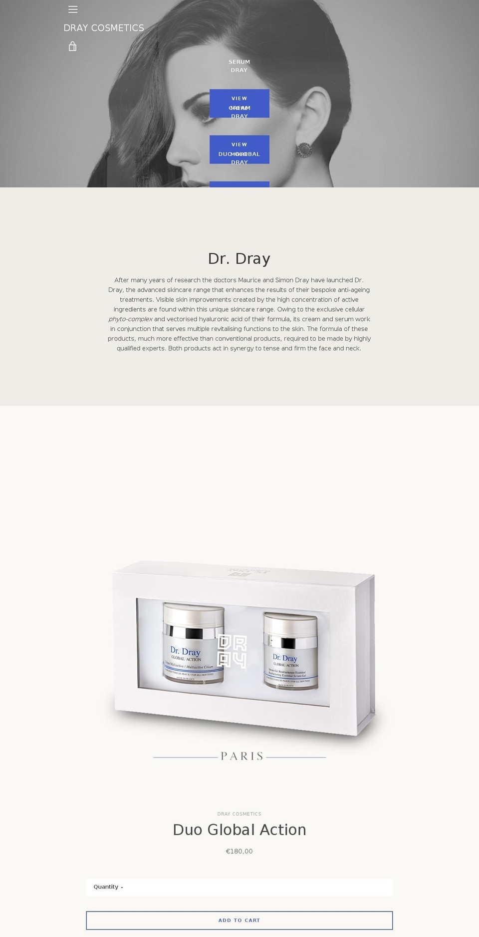 draycosmetics.com — Shopify storefront screenshot