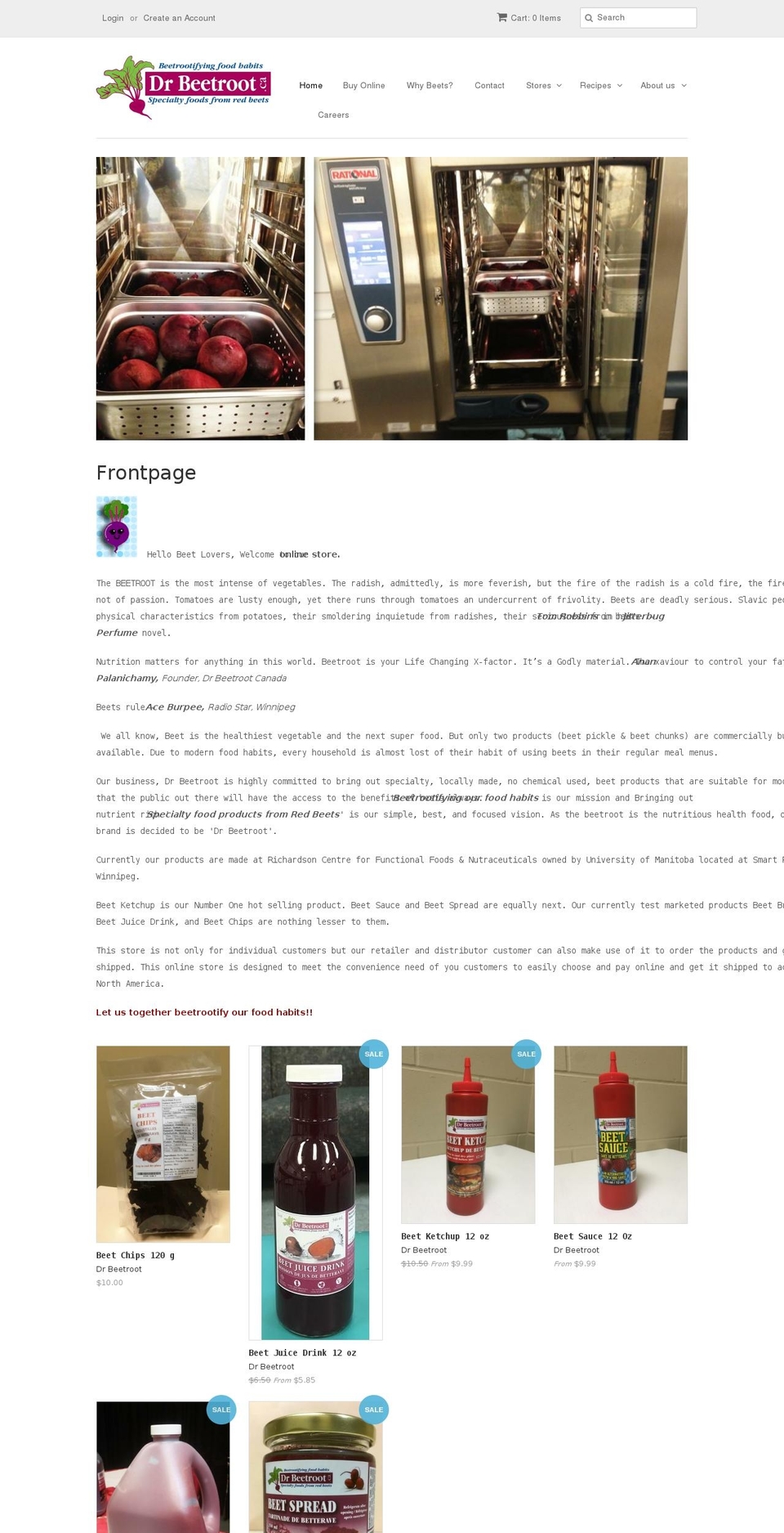 drbeetroot.ca shopify website screenshot