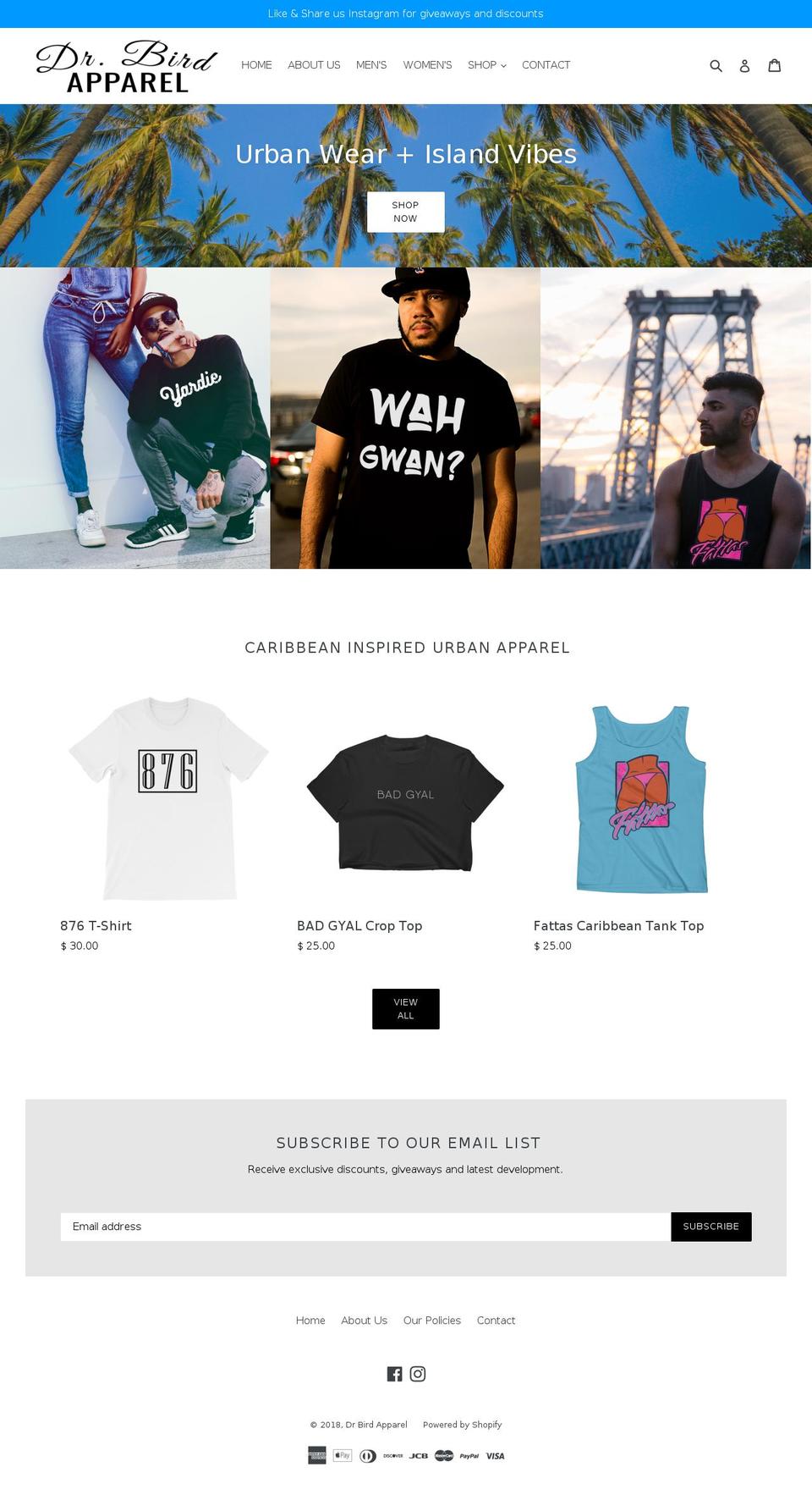 drbirdapparel.com — Shopify storefront screenshot