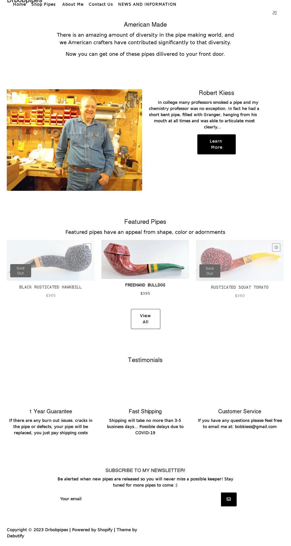 drbobpipes.com shopify website screenshot